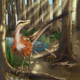 Artist’s conception of Dineobellator notohesperus standing over its nest.